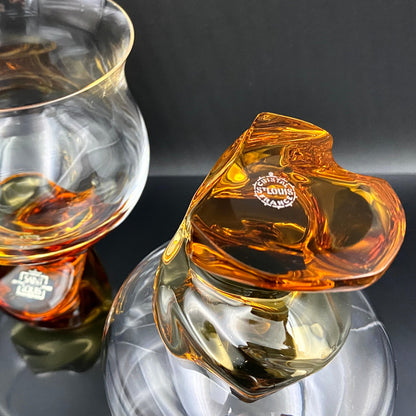 Saint Louis Crystal（サンルイ クリスタル ）Éole（エオレ）モデル、Amber（アンバー、琥珀）グラス２点セット #40