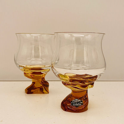 Saint Louis Crystal（サンルイ クリスタル ）Éole（エオレ）モデル、Amber（アンバー、琥珀）グラス２点セット #40
