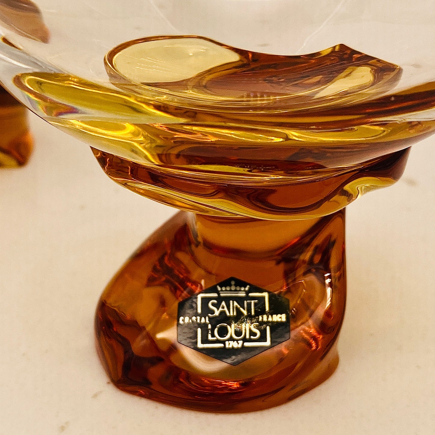 Saint Louis Crystal（サンルイ クリスタル ）Éole（エオレ）モデル、Amber（アンバー、琥珀）グラス２点セット #40
