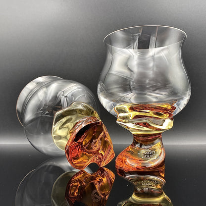 Saint Louis Crystal（サンルイ クリスタル ）Éole（エオレ）モデル、Amber（アンバー、琥珀）グラス２点セット #40