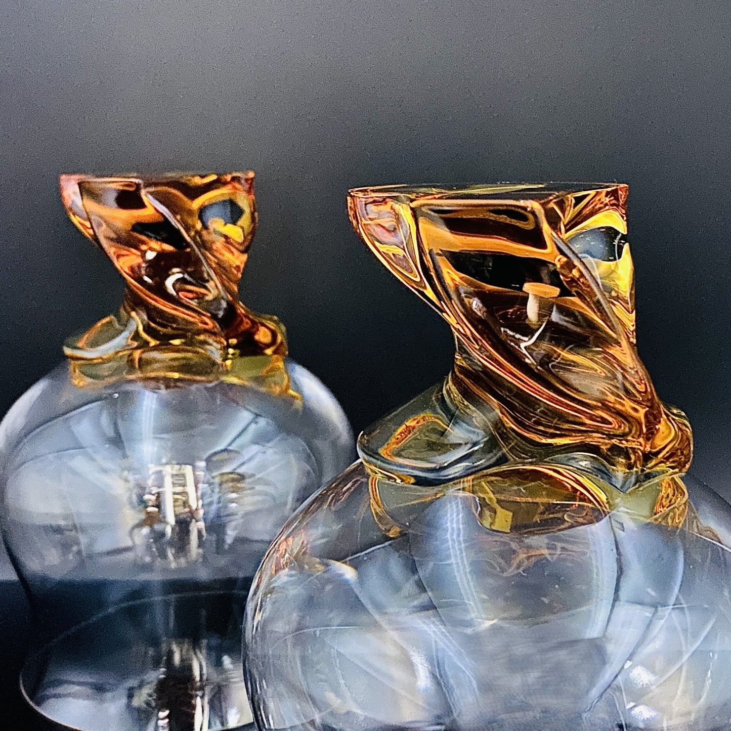 Saint Louis Crystal（サンルイ クリスタル ）Éole（エオレ）モデル、Amber（アンバー、琥珀）グラス２点セット #40