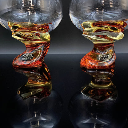 Saint Louis Crystal（サンルイ クリスタル ）Éole（エオレ）モデル、Amber（アンバー、琥珀）グラス２点セット #40