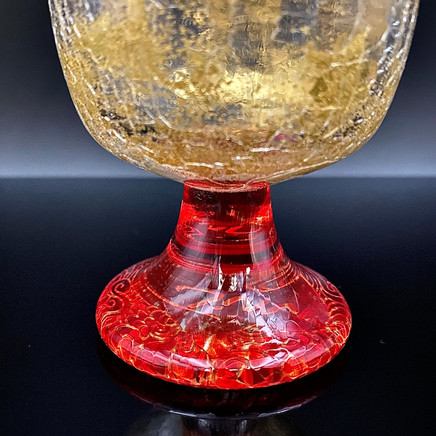 坂田 甚内（Jin）作 手吹き硝子 赤金彩 金箔 金彩 玻璃盃深甚紋グラス