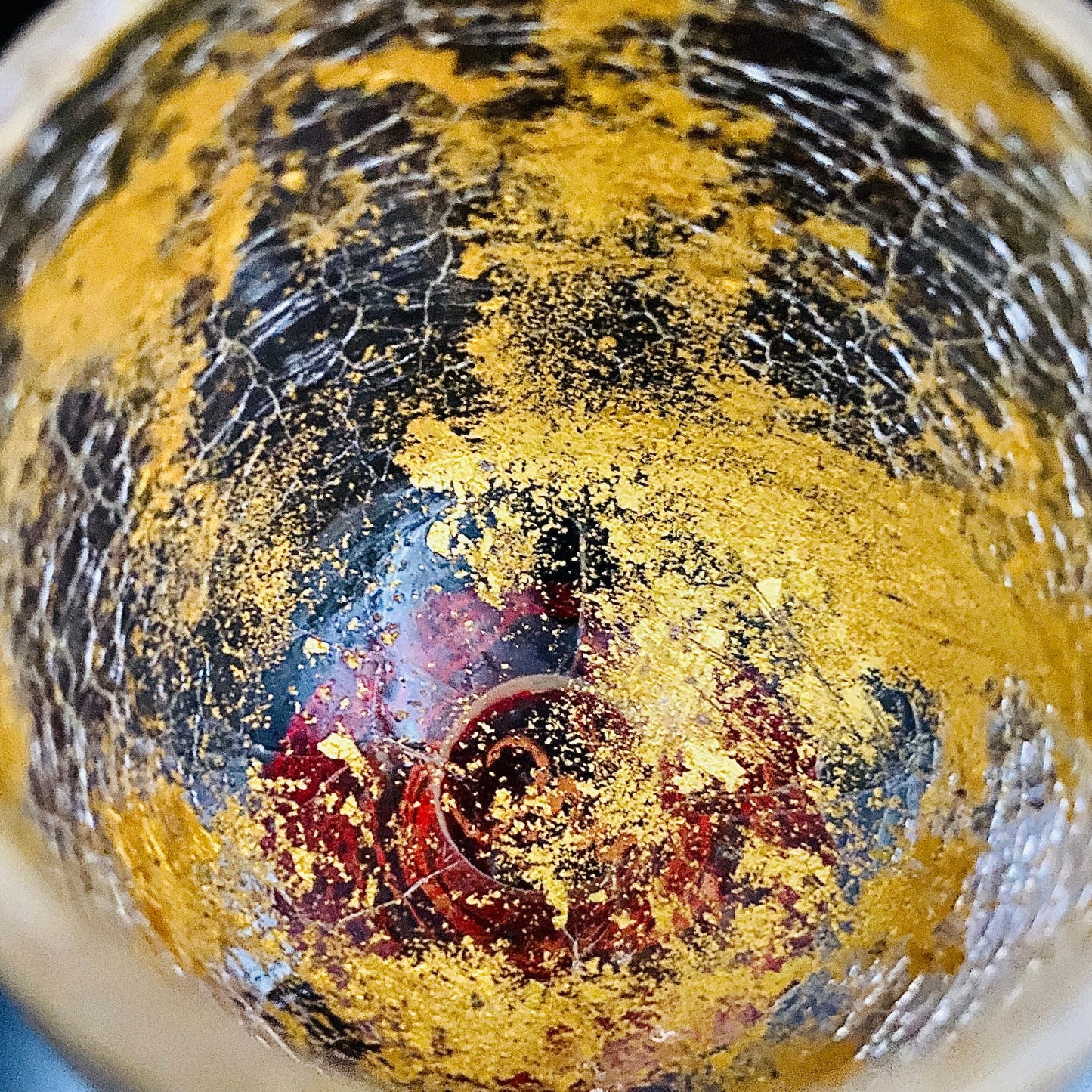 坂田 甚内（Jin）作 手吹き硝子 赤金彩 金箔 金彩 玻璃盃深甚紋グラス #41