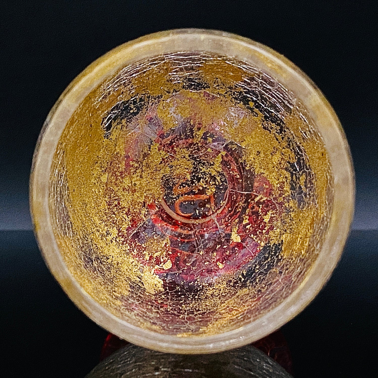 坂田 甚内（Jin）作 手吹き硝子 赤金彩 金箔 金彩 玻璃盃深甚紋グラス