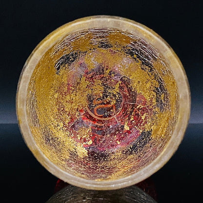 坂田 甚内（Jin）作 手吹き硝子 赤金彩 金箔 金彩 玻璃盃深甚紋グラス #41