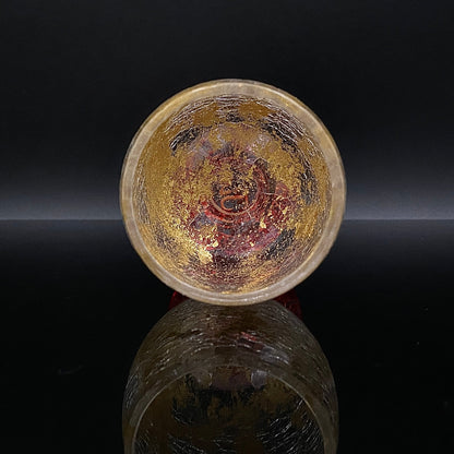 坂田 甚内（Jin）作 手吹き硝子 赤金彩 金箔 金彩 玻璃盃深甚紋グラス #41