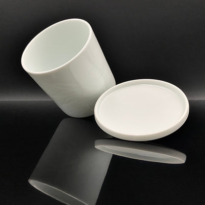 人間国宝 井上 萬二 作 白磁彫文 湯呑 陶器グラス #42