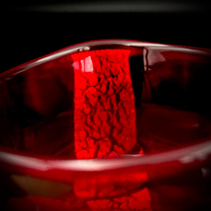 石井康治 作 金彩 手吹き硝子 赤硝子酒器 ぐい呑 和のロックグラス #362