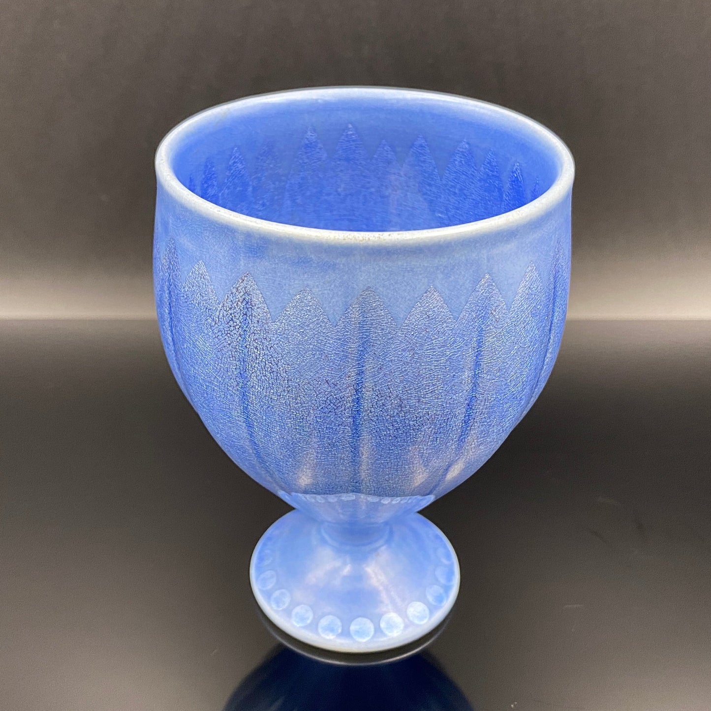 人間国宝 中田 一於 作 九谷焼 釉裏銀彩 焼酎呑 陶器グラス #43