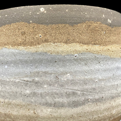 Mashiko Modern Ceramics, Apprentice to Shoji Kamoda (Tono Period), Shigeo Kojima: Banded Clay Slips Multi-Glazed Matcha Bowl, Japanese Rocks Glass #366