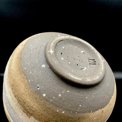 Mashiko Modern Ceramics, Apprentice to Shoji Kamoda (Tono Period), Shigeo Kojima: Banded Clay Slips Multi-Glazed Matcha Bowl, Japanese Rocks Glass #366