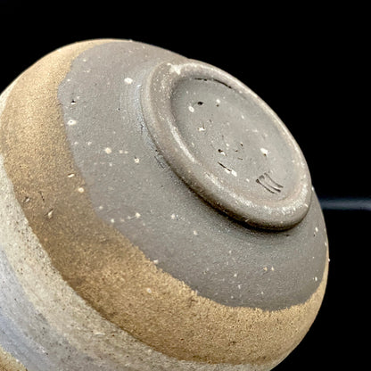 Mashiko Modern Ceramics, Apprentice to Shoji Kamoda (Tono Period), Shigeo Kojima: Banded Clay Slips Multi-Glazed Matcha Bowl, Japanese Rocks Glass #366