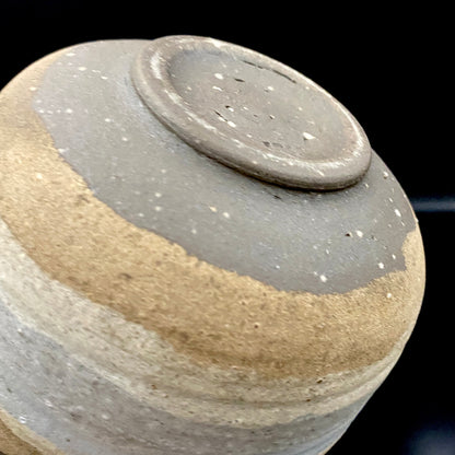 Mashiko Modern Ceramics, Apprentice to Shoji Kamoda (Tono Period), Shigeo Kojima: Banded Clay Slips Multi-Glazed Matcha Bowl, Japanese Rocks Glass #366