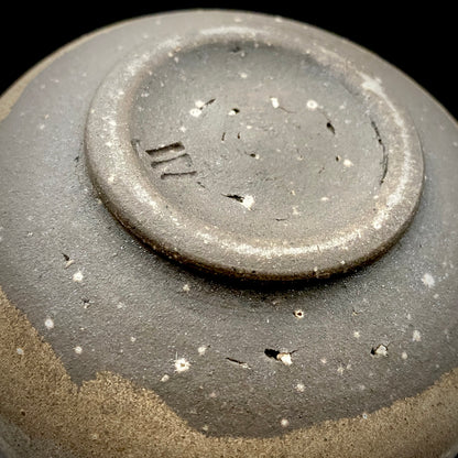 Mashiko Modern Ceramics, Apprentice to Shoji Kamoda (Tono Period), Shigeo Kojima: Banded Clay Slips Multi-Glazed Matcha Bowl, Japanese Rocks Glass #366