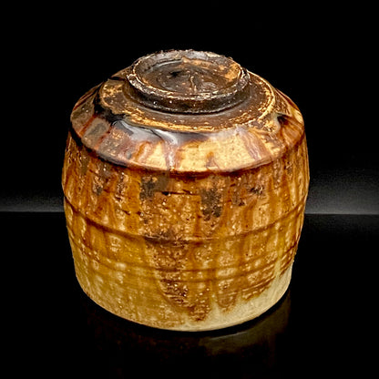文部大臣賞受賞、ボストン美術館永久収蔵作家 叶 光夫 作 鉄刷毛目 筒茶碗 ロックグラス #335