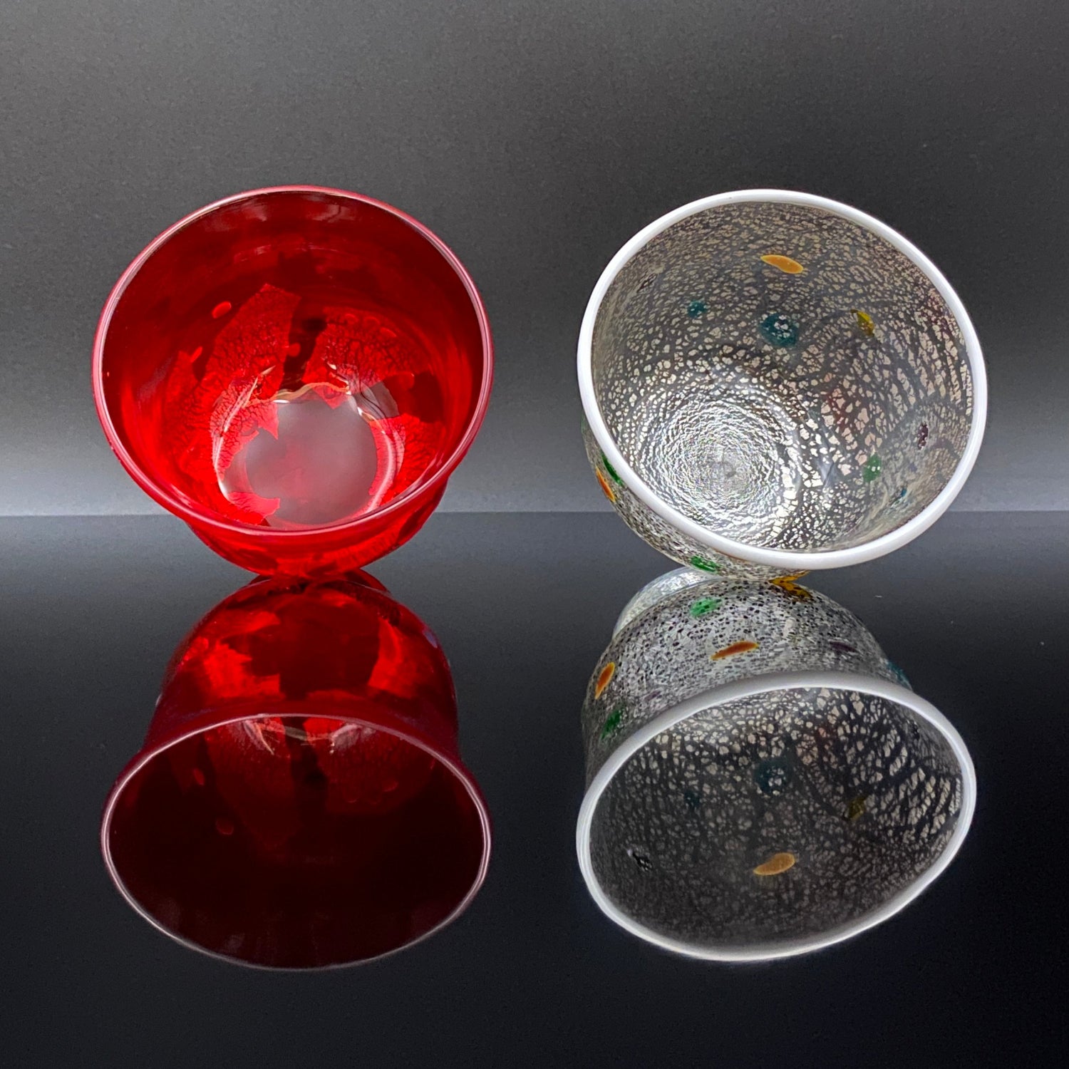 MG凛 本物保証】『石井康治』 手吹き硝子祝盃「二客」 共箱 共布 セール