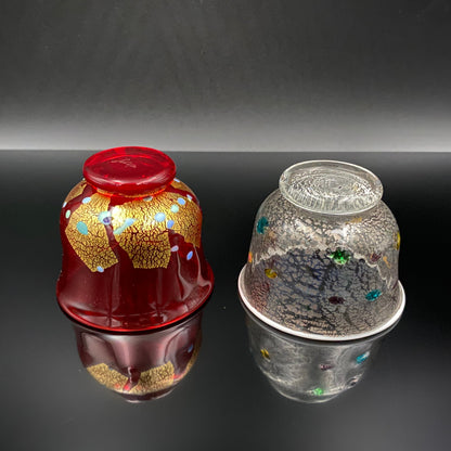 石井 康治 作 『祝盃』手吹き硝子 赤白酒盃２点セット #54