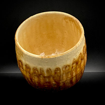 文部大臣賞受賞、ボストン美術館永久収蔵作家 叶 光夫 作 鉄刷毛目 筒茶碗 ロックグラス #335