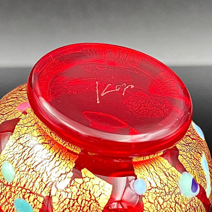 石井 康治 作 『祝盃』手吹き硝子 赤白酒盃２点セット #54