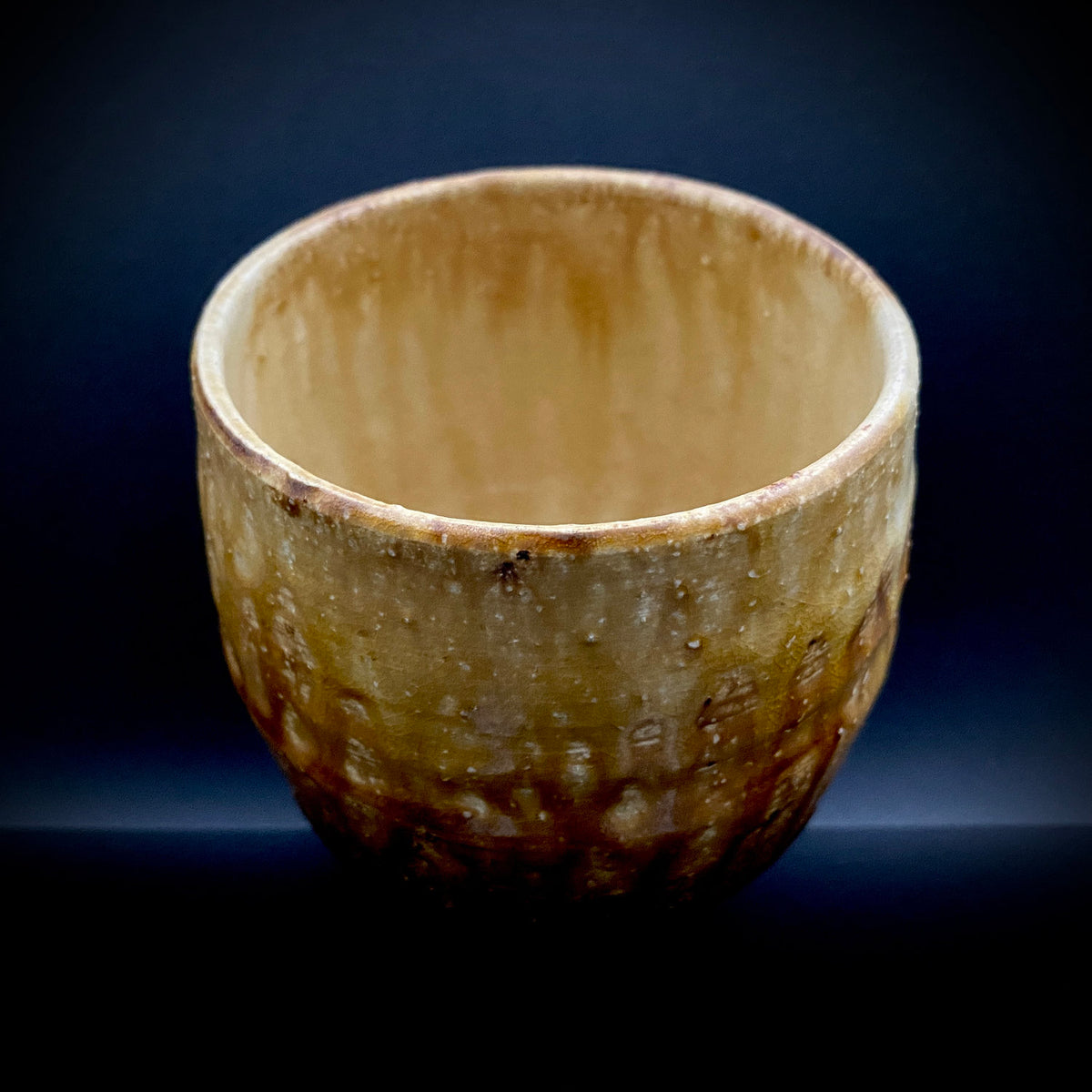 文部大臣賞受賞、ボストン美術館永久収蔵作家 叶 光夫 作 鉄刷毛目 筒茶碗 ロックグラス #335