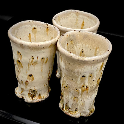 信楽焼 白釉長石貫入流し釉 麦酒杯 ビアカップ 筒型フリーカップ 酒器 #330