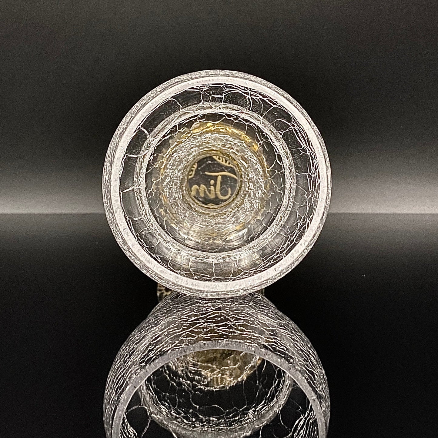 坂田 甚内（Jin）作 手吹き硝子 白金彩 金箔 金彩 玻璃盃深甚紋グラス #66