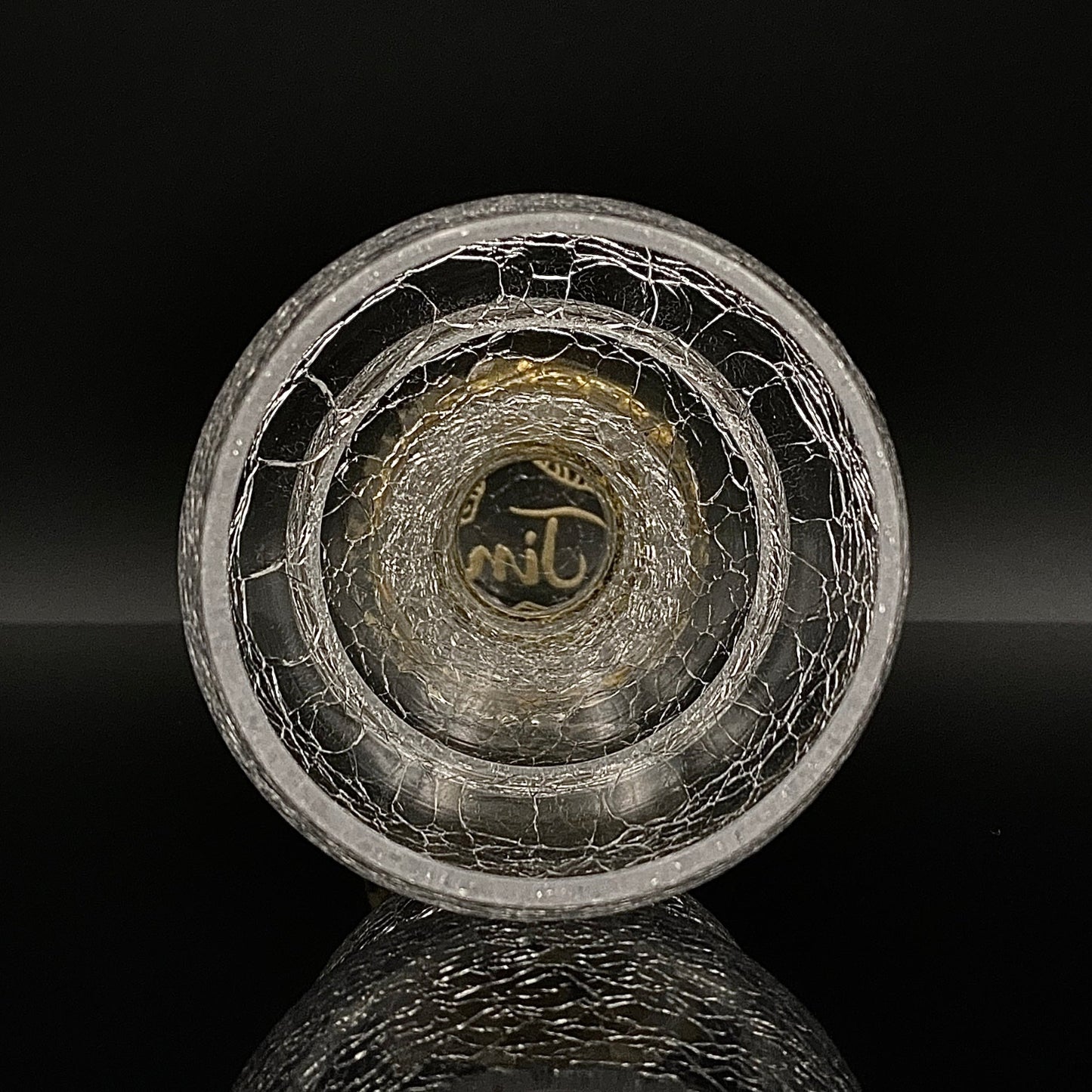 坂田 甚内（Jin）作 手吹き硝子 白金彩 金箔 金彩 玻璃盃深甚紋グラス #66