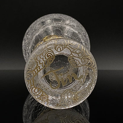 坂田 甚内（Jin）作 手吹き硝子 白金彩 金箔 金彩 玻璃盃深甚紋グラス #66