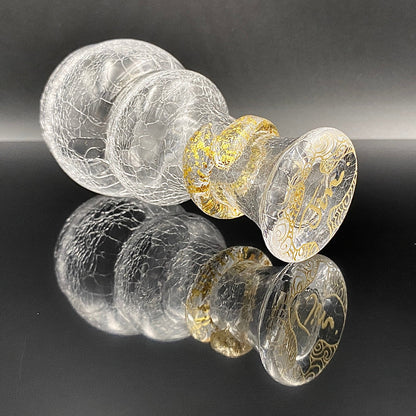 坂田 甚内（Jin）作 手吹き硝子 白金彩 金箔 金彩 玻璃盃深甚紋グラス #66