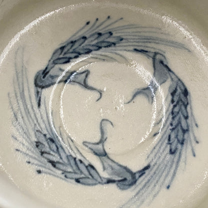 青山窑 青山德弘（Aoyama Norihiro）作 白釉贯入染付麦穗纹 筒型自由杯 和风威士忌杯 酒器 #381