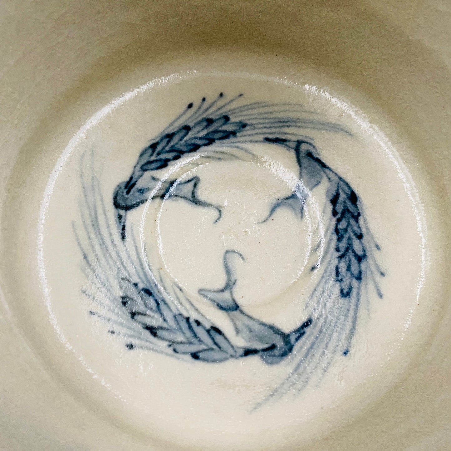 青山窑 青山德弘（Aoyama Norihiro）作 白釉贯入染付麦穗纹 筒型自由杯 和风威士忌杯 酒器 #381