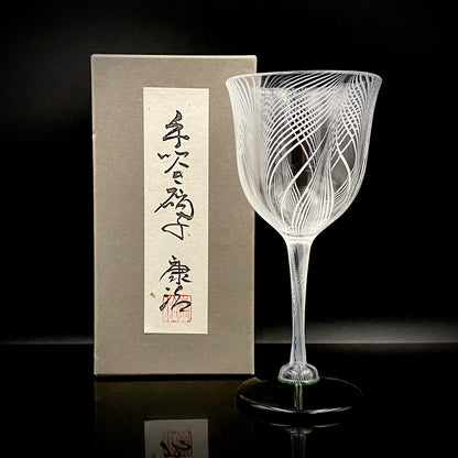 日本现代玻璃巨匠 石井康治 (Ishii Koji)  杰作 深海幻境 “海月” 长柄葡萄酒杯 #385
