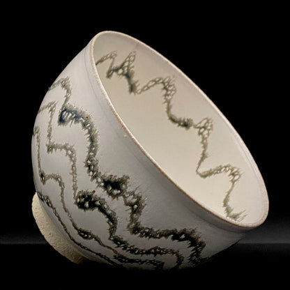 师从人间国宝清水卯一（Shimizu Uichi、父）、荣获松下奖 蓬莱窑 清水 保孝（Shimizu Yasutaka）作 白釉收缩窑变波纹茶碗 和风威士忌杯 #378