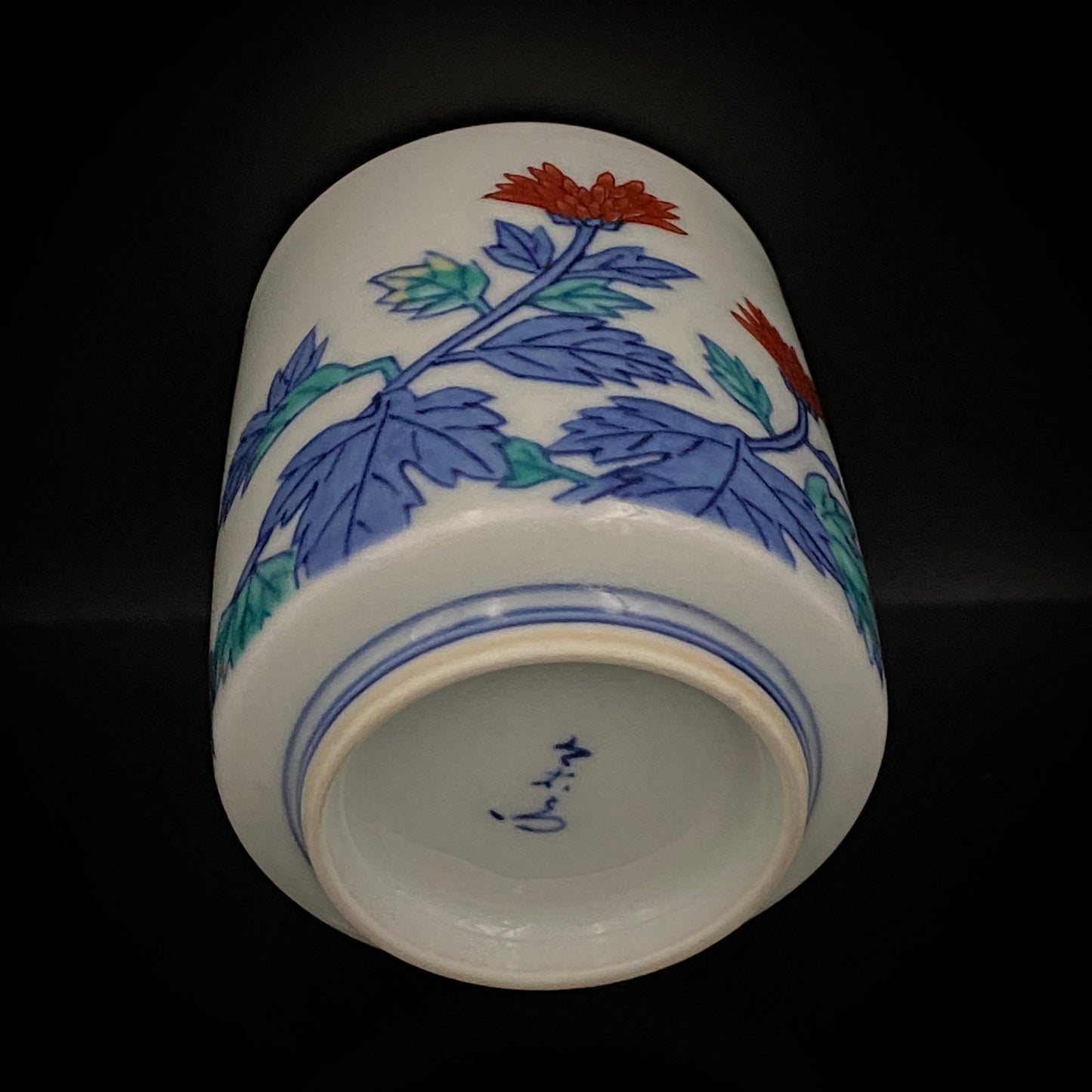 人間国宝 十三代今泉今右衛門 作 色鍋島 錦絵変り 筒型フリーカップ 一対 酒器 和のロックグラス #382