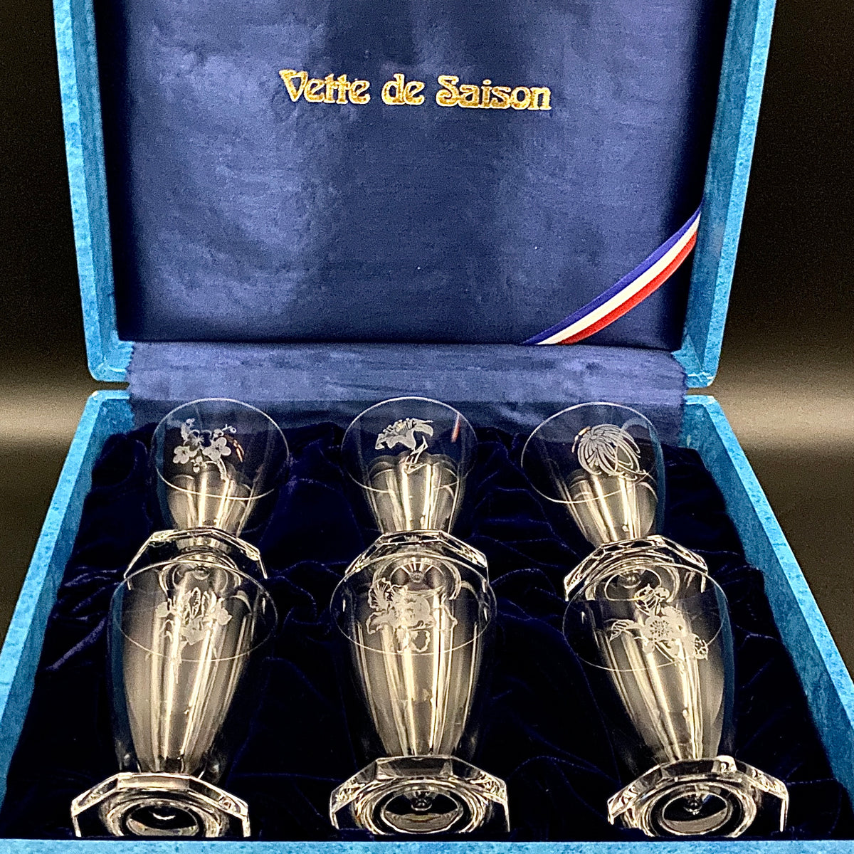 道姆 (Daum) 水晶 Vette de Saison 花卉雕刻艺术酒杯 6件套