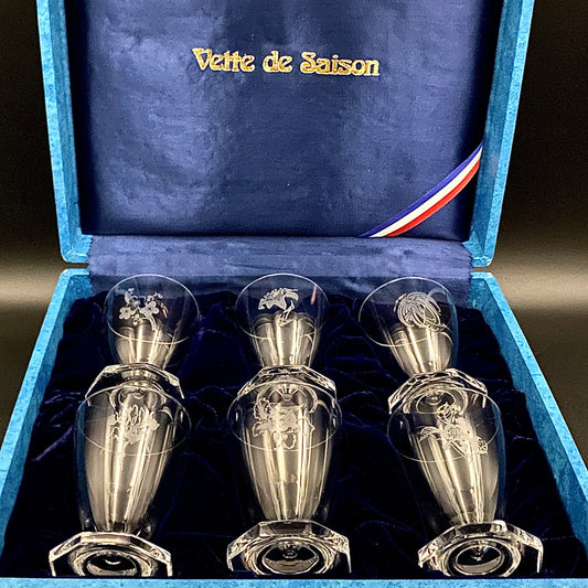 DAUM CRYSTAL（ドームクリスタル） Vette de Saison（ヴェット・ドゥ・セゾン） 花文彫刻 グラス6点セット #73