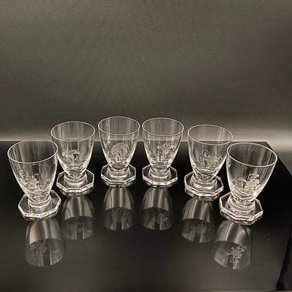 DAUM CRYSTAL（ドームクリスタル） Vette de Saison（ヴェット・ドゥ・セゾン） 花文彫刻 グラス6点セット #73