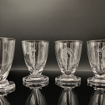 DAUM CRYSTAL（ドームクリスタル） Vette de Saison（ヴェット・ドゥ・セゾン） 花文彫刻 グラス6点セット #73