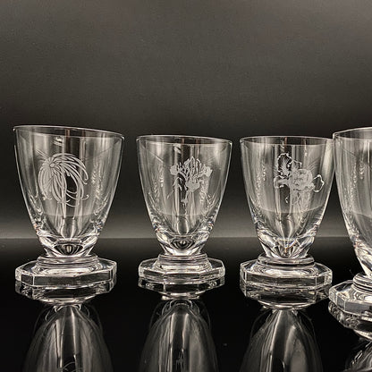 DAUM CRYSTAL（ドームクリスタル） Vette de Saison（ヴェット・ドゥ・セゾン） 花文彫刻 グラス6点セット #73
