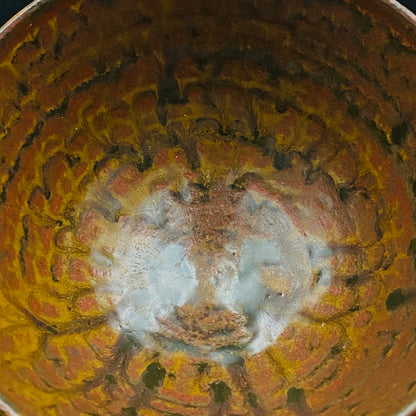 伊万里 渚窯 高木 和安 作 縄文刻文窯変茶盌 抹茶碗 酒器 原始美術 和のロックグラス #392