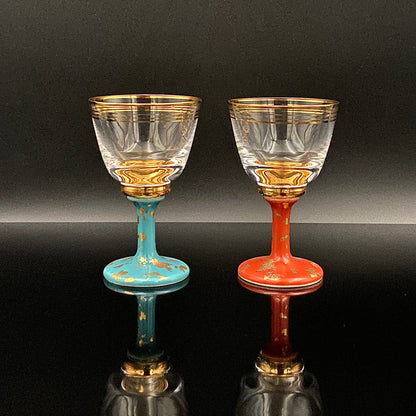 有田焼 南山窯 陶器とガラスの融合 馬上盃ペアセット #76