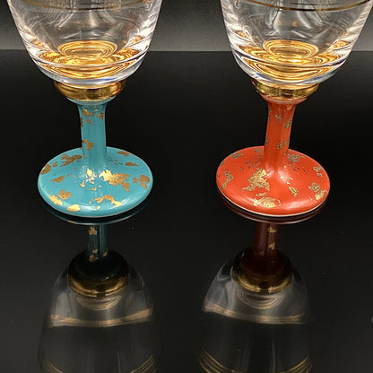 有田焼 南山窯 陶器とガラスの融合 馬上盃ペアセット #76