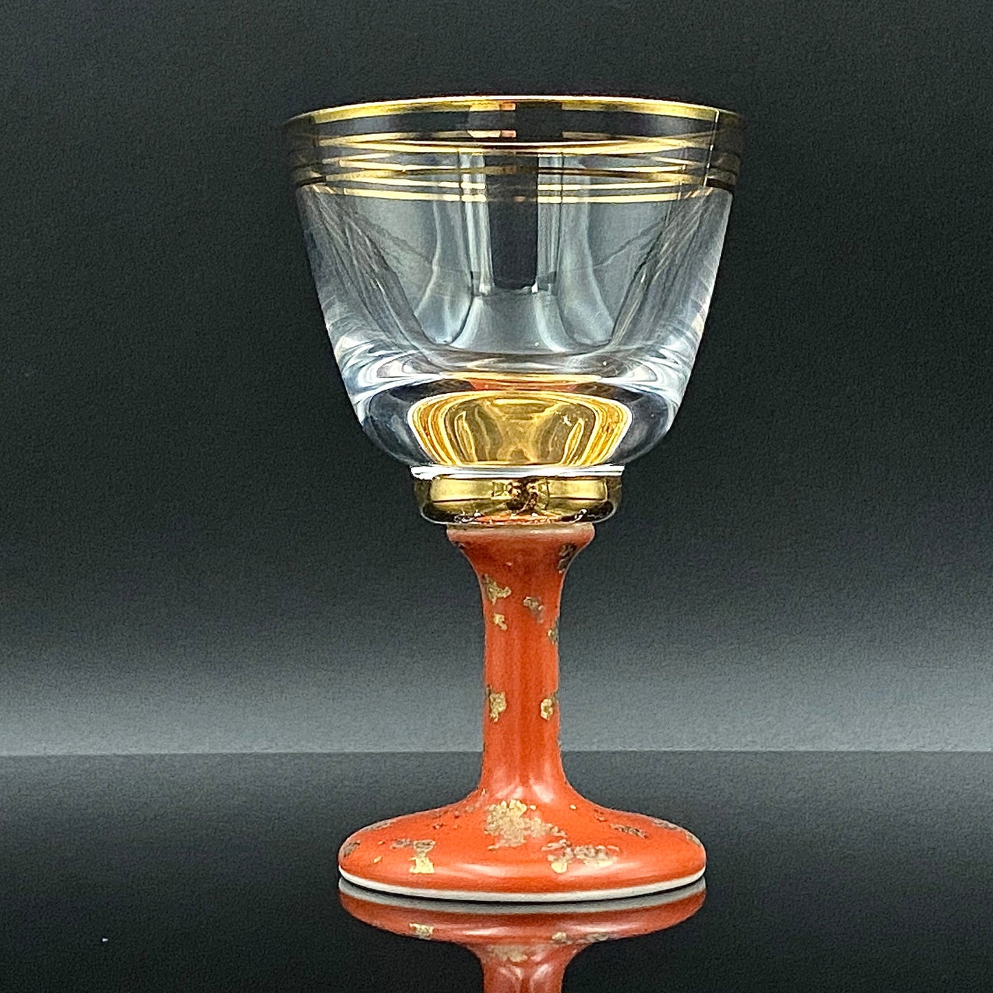 有田焼 南山窯 陶器とガラスの融合 馬上盃ペアセット #76