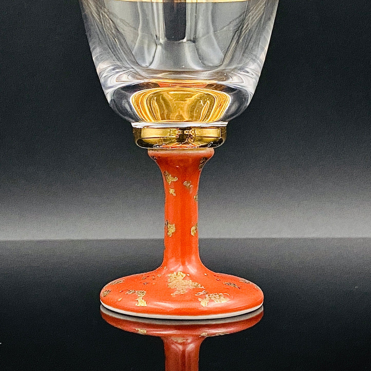 有田焼 南山窯 陶器とガラスの融合 馬上盃ペアセット #76