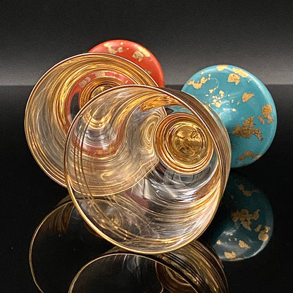 有田焼 南山窯 陶器とガラスの融合 馬上盃ペアセット #76