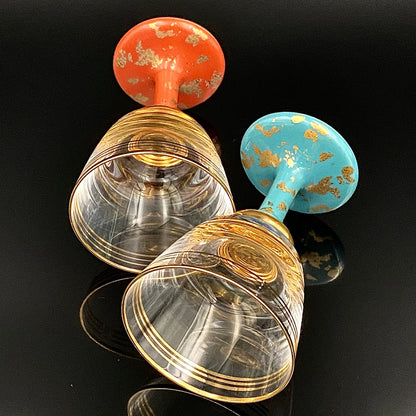 有田焼 南山窯 陶器とガラスの融合 馬上盃ペアセット #76