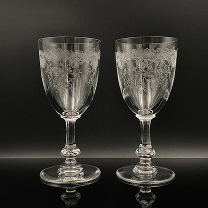 Old Saint Louis Crystal（オールド サンルイ クリスタル ）1910年代 モデル Lorraine（ロレーヌ）花唐草文様 グラス２点セット #77
