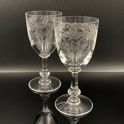 Old Saint Louis Crystal（オールド サンルイ クリスタル ）1910年代 モデル Lorraine（ロレーヌ）花唐草文様 グラス２点セット #77