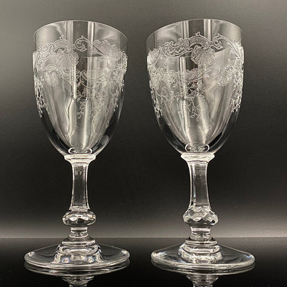 Old Saint Louis Crystal（オールド サンルイ クリスタル ）1910年代 モデル Lorraine（ロレーヌ）花唐草文様 グラス２点セット #77